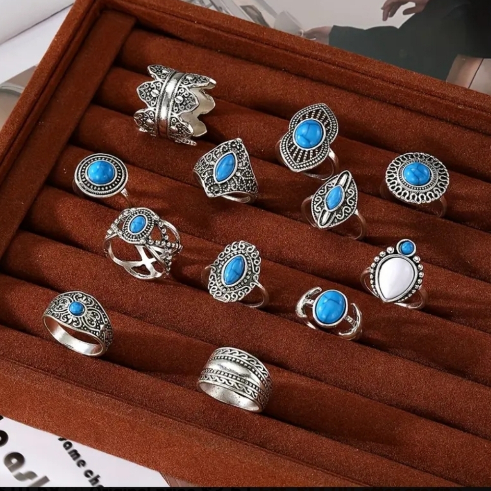 12 Pcs Boho Style Rings - Picture 4 of 5